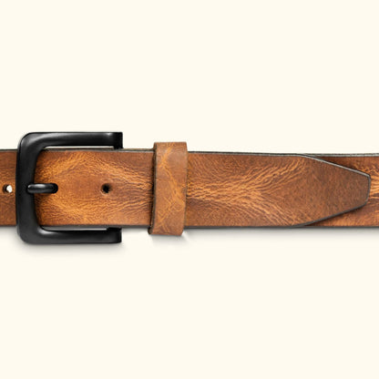 Hawke Mens Full Grain Hand Finished Leather  Belt Buckle Saddle Tan