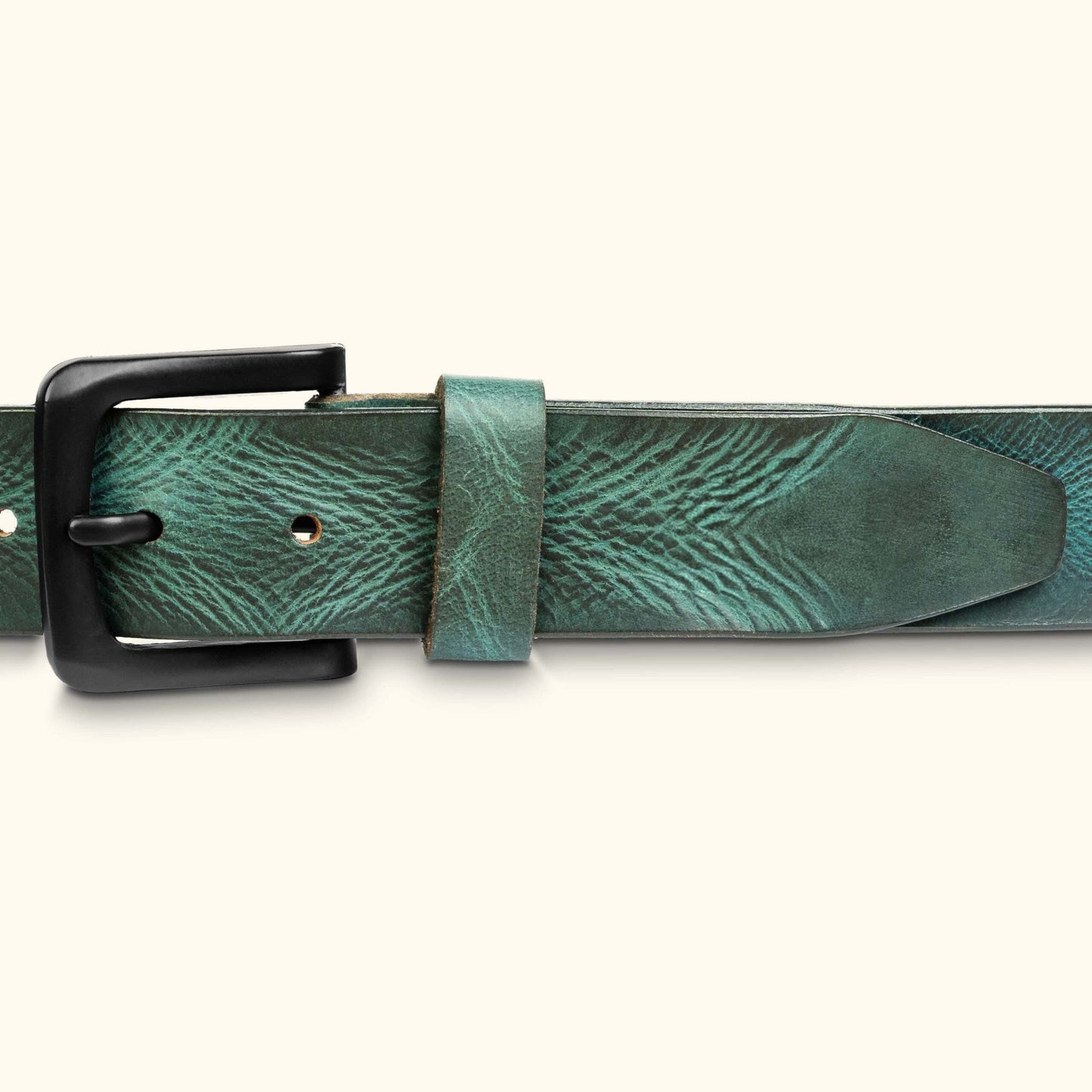 Hawke Mens Full Grain Hand Finished Leather Belt Buckle Teal Blue
