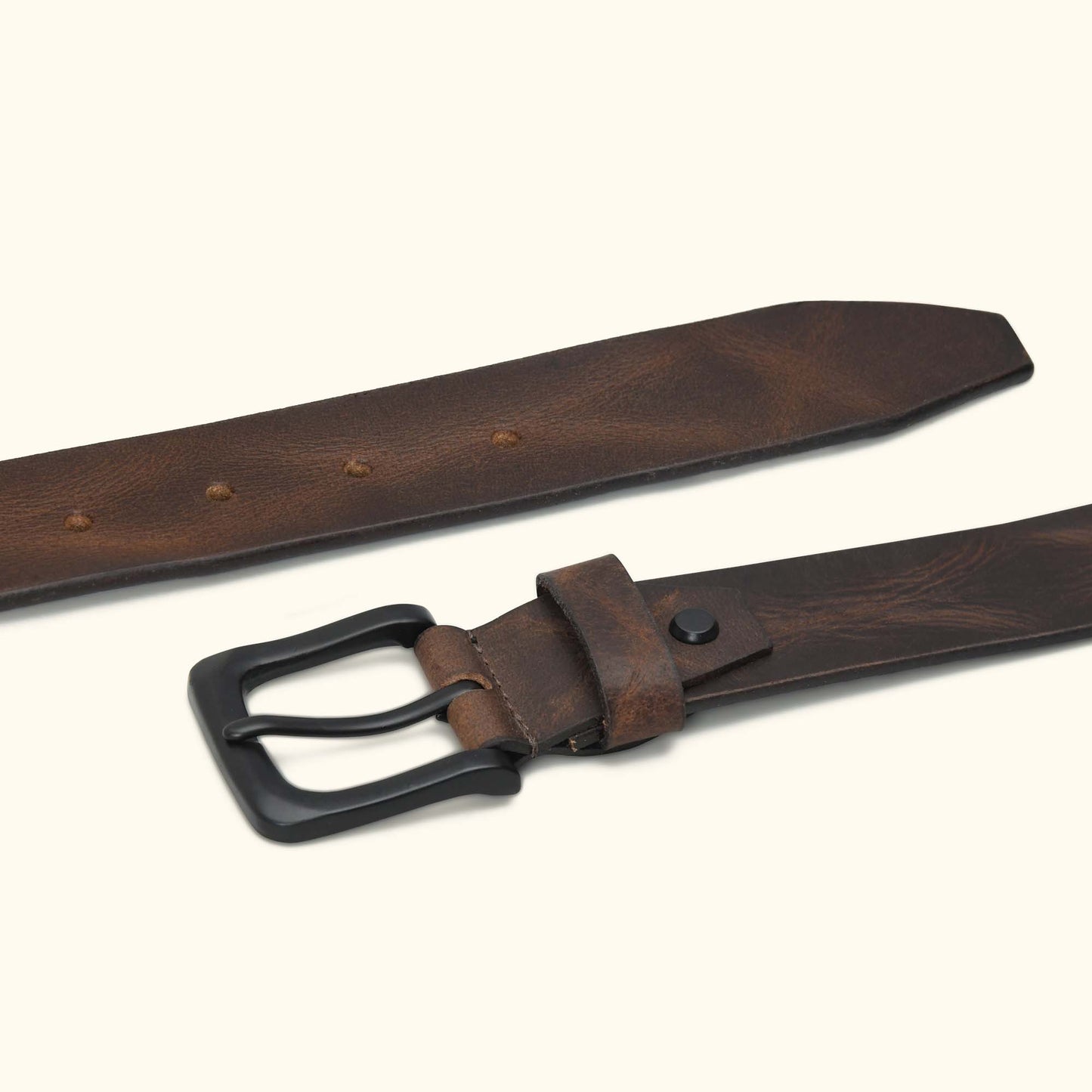 Hawke Mens Full Grain Hand Finished Leather Belt Flat Lay Ironwood Brown