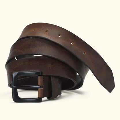 Hawke Mens Full Grain Hand Finished Leather Belt Hero Ironwood Brown