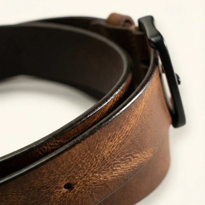 Hawke Mens Full Grain Hand Finished Leather  Belt Side Saddle Tan