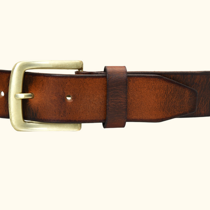 Kaelix Men's Rugged Pull Up Leather Belt Buckle Saddle Brown