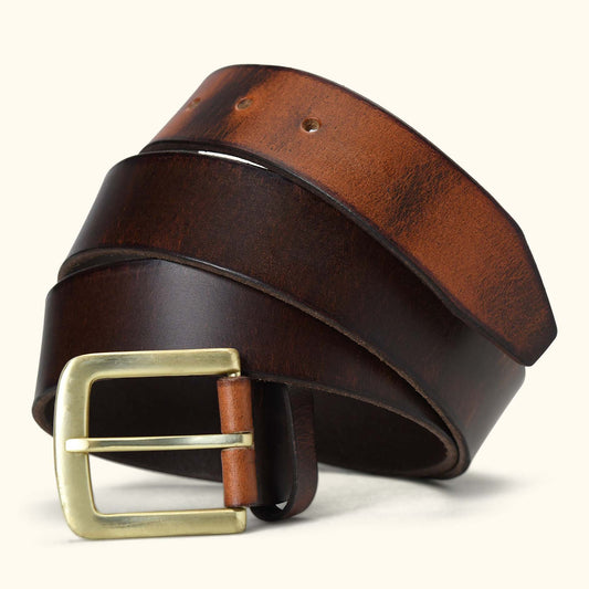 Kaelix Mens Rugged Pull Up Leather Belt Hero Saddle Brown