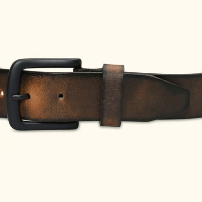 Outrider Oil Wax Rugged Distressed Leather Belt Buckle Burnished Brown
