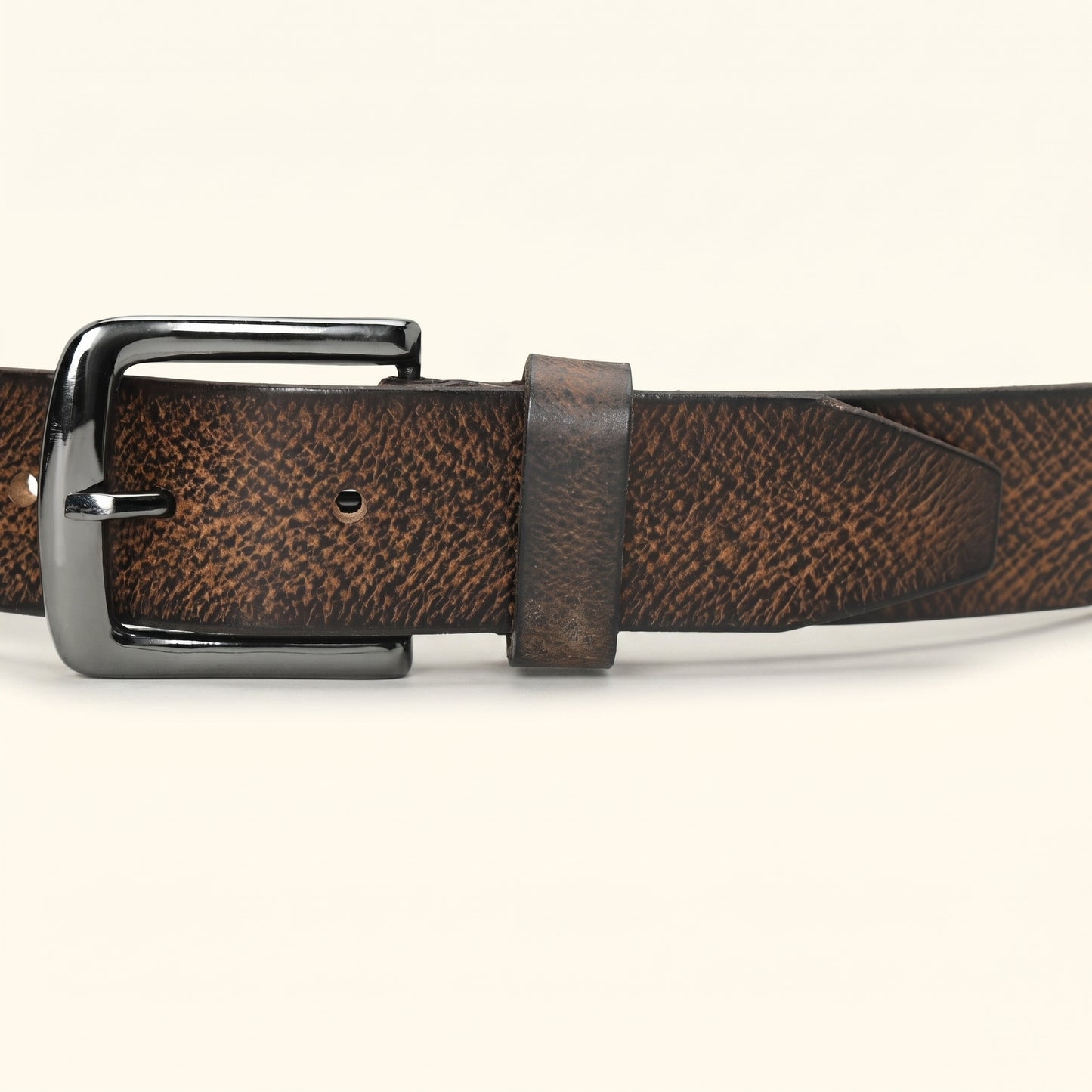 Rockwell Men's Full Grain Leather Hand Finished Belt Buckle Dark Brown
