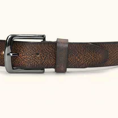Rockwell Men's Full Grain Leather Hand Finished Belt Buckle Dark Brown
