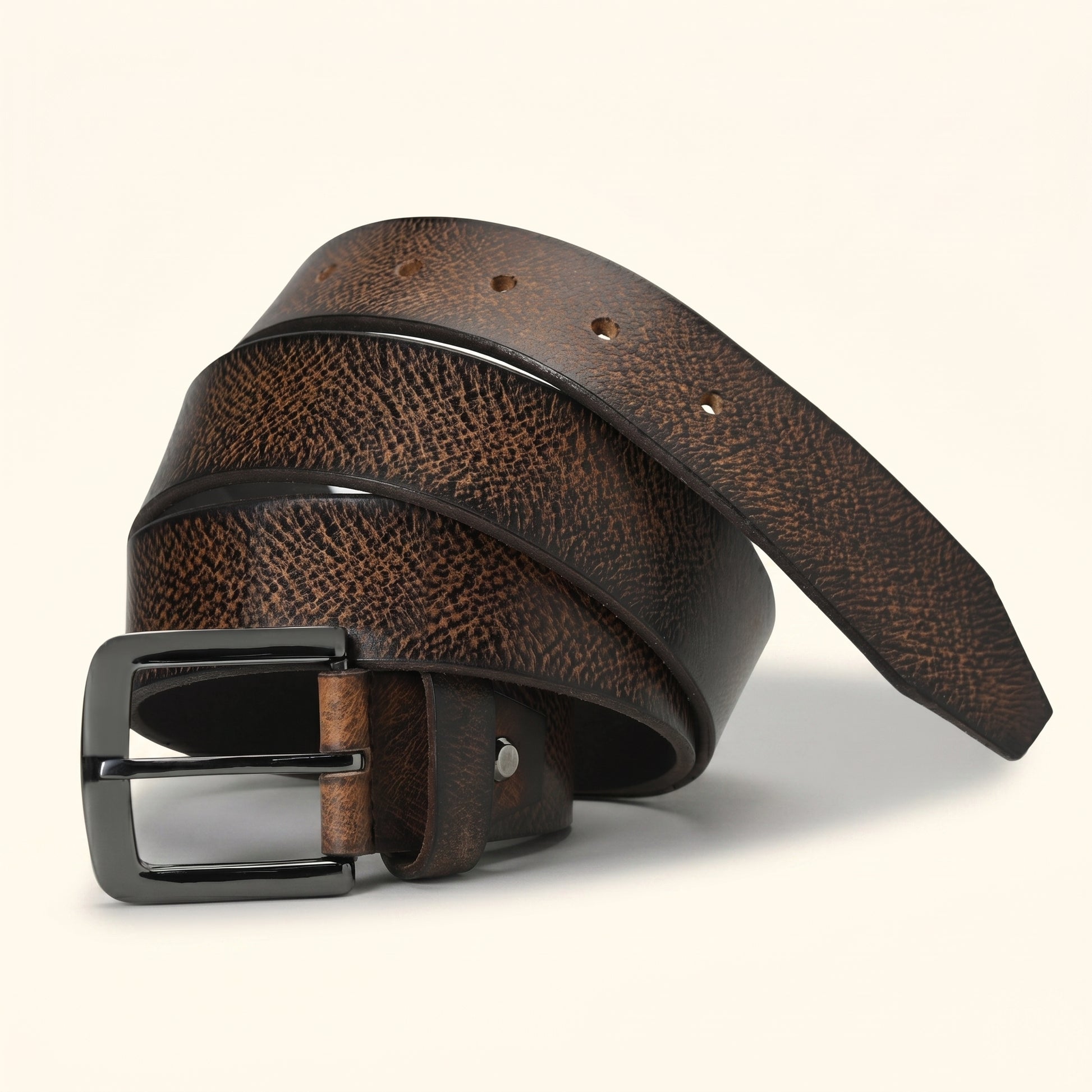 Rockwell Men's Full Grain Leather Hand Finished Belt Hero Dark Brown