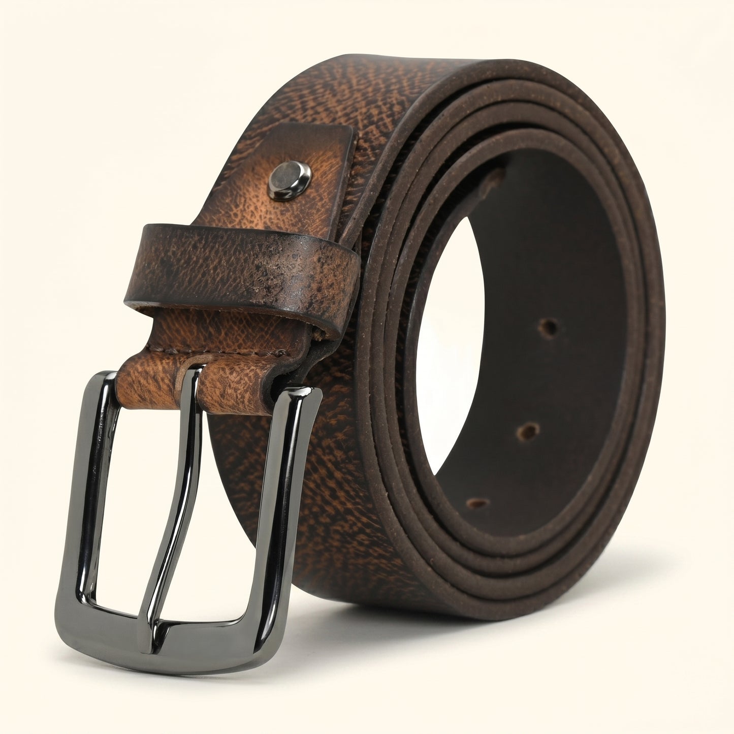 Rockwell Men's Full Grain Leather Hand Finished Belt Roll Dark Brown