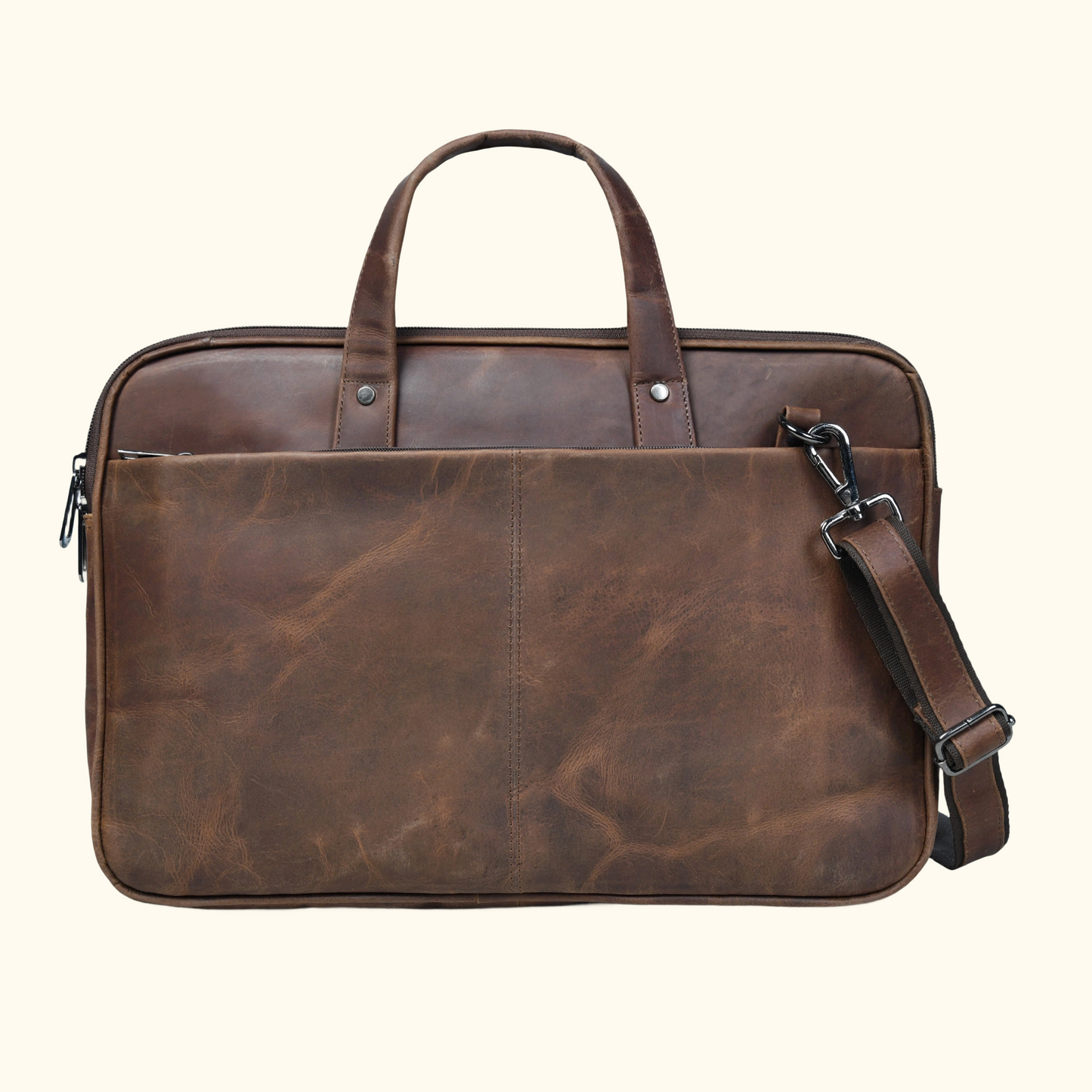 Roosevelt Vintage Leather Laptop Bag for Men Fits 15.6 Inch Shoulder Strap  Chestnut Brown