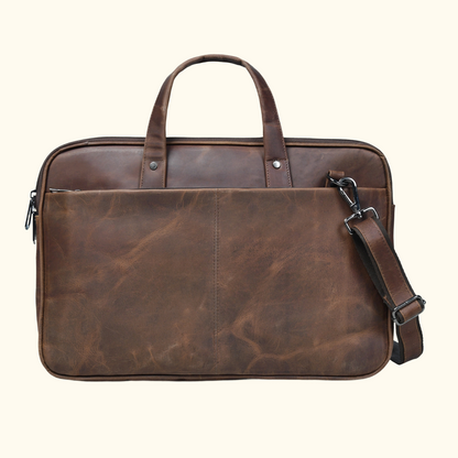 Roosevelt Vintage Leather Laptop Bag for Men Fits 15.6 Inch Shoulder Strap  Chestnut Brown