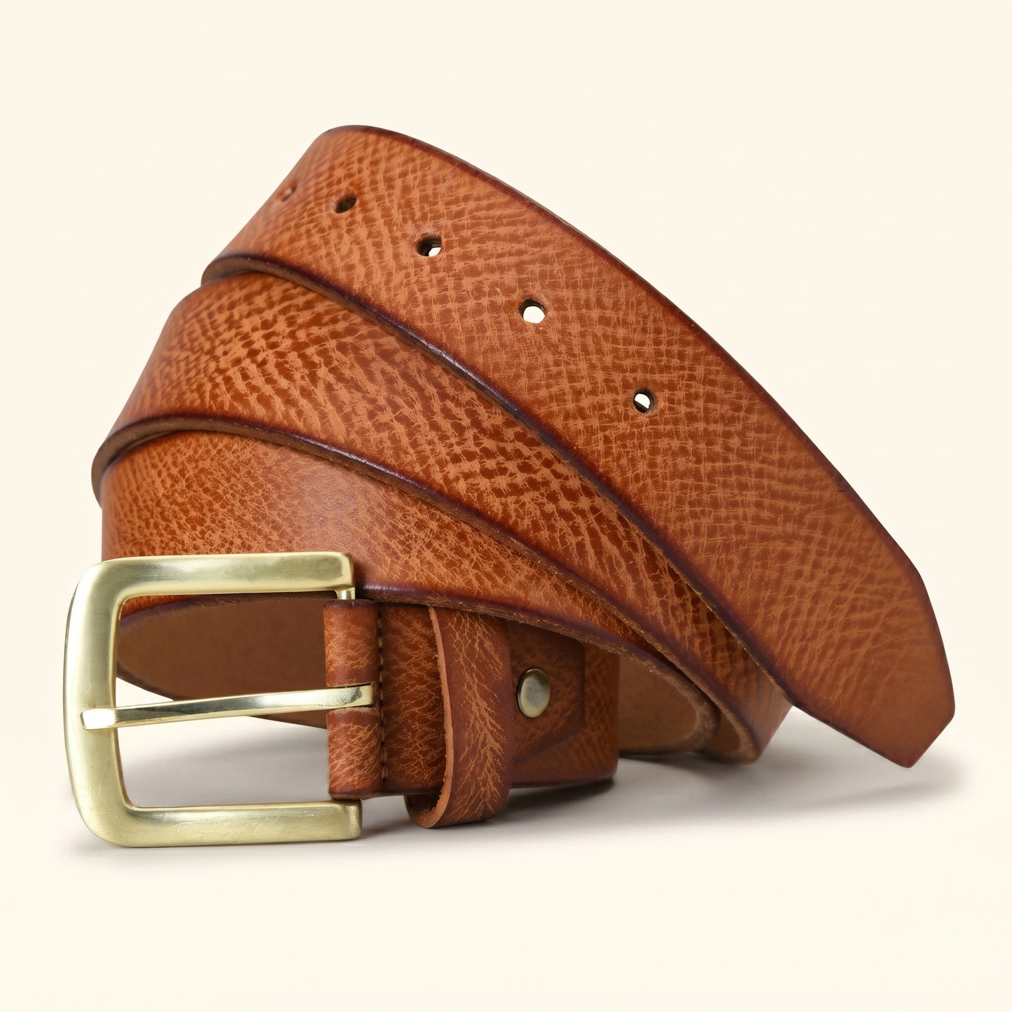 Tarico Men's Full Grain Leather Hand Finished Leather Belt Hero Cognac