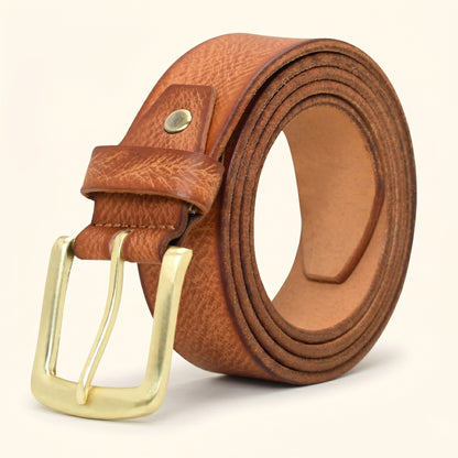 Tarico Men's Full Grain Leather Hand Finished Leather Belt Roll Cognac