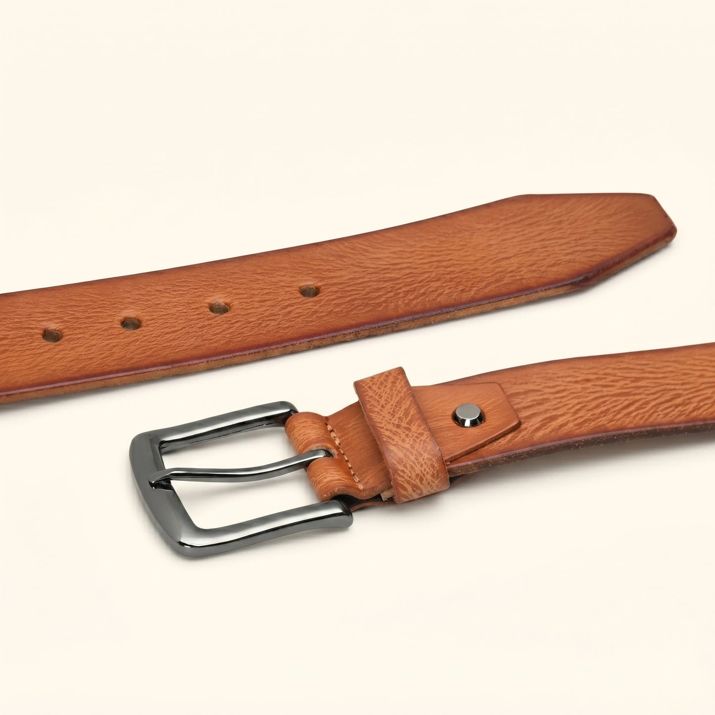 Weston Men's Full Grain Leather Belt Flat Lay Cognac